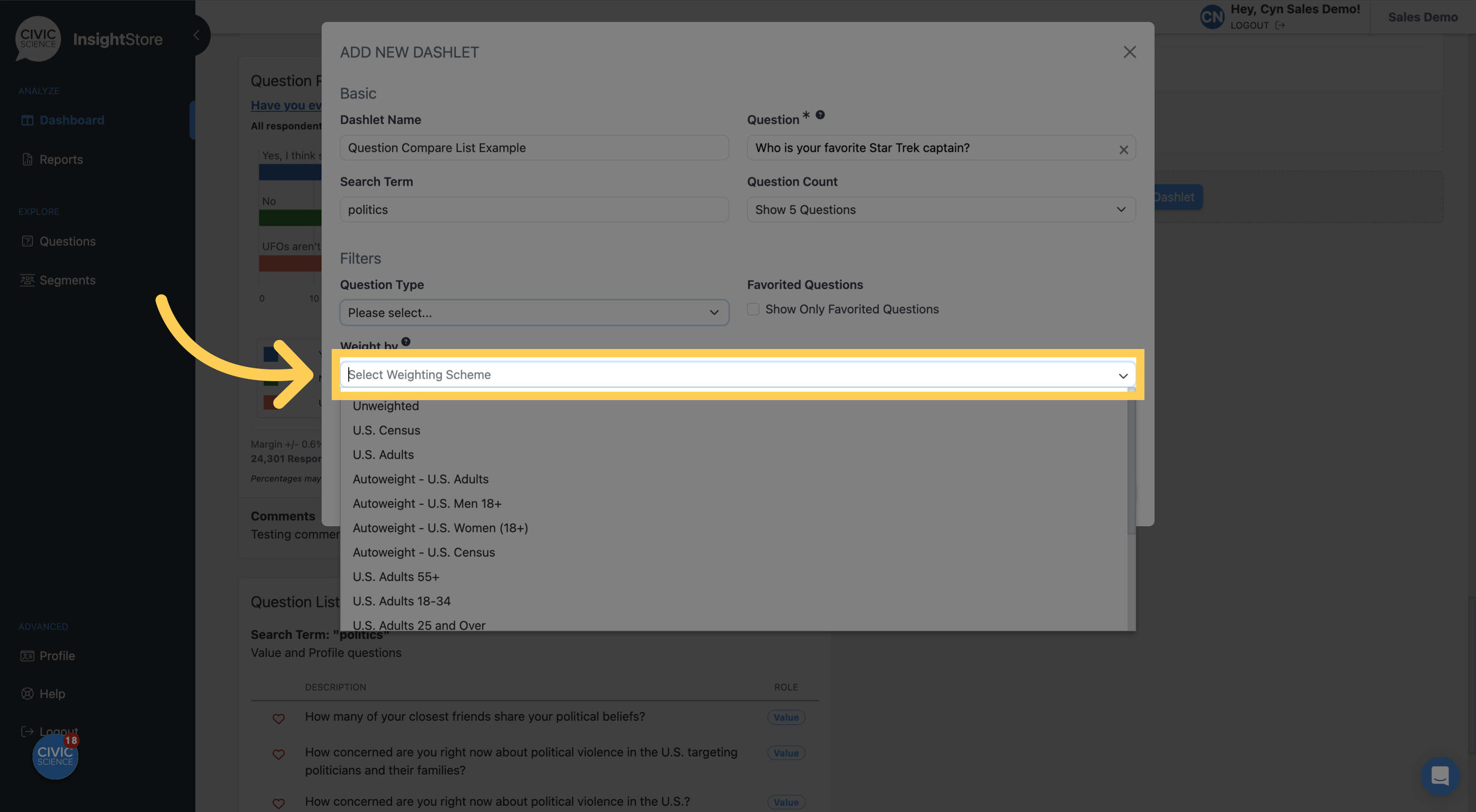 Choose a weighting scheme