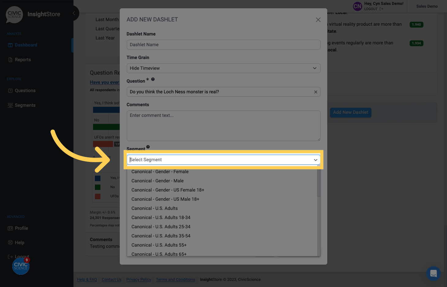 Select a segment